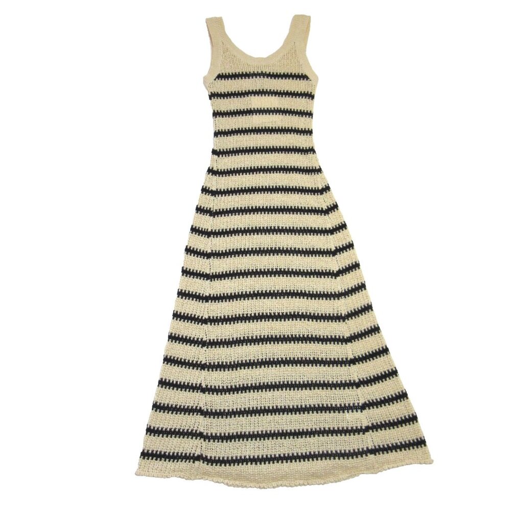 NWT DISSH Margot in Wheat Stripe Sheer Knit Sleeveless Tank Dress S